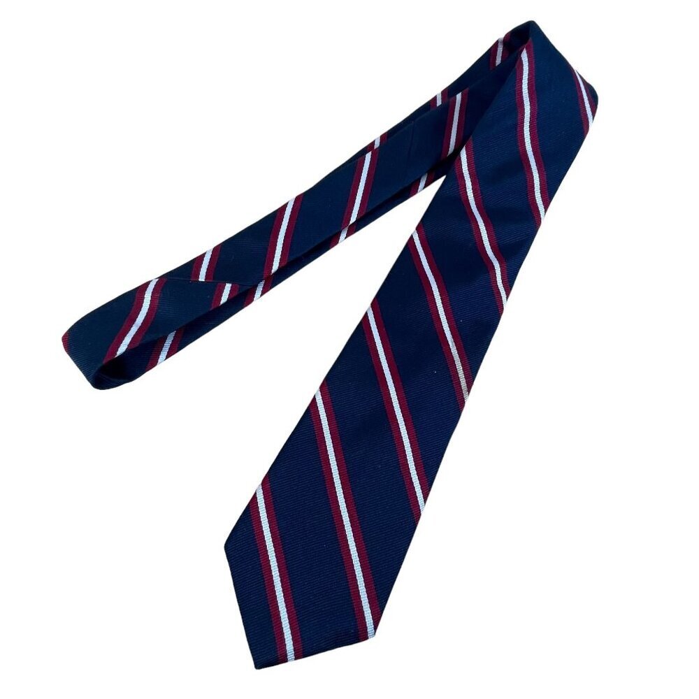 Vintage Liberty Of London Mens Navy & Red Striped Silk Tie